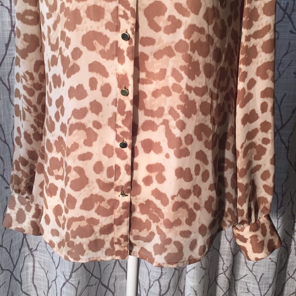 Banana Republic leopard print sheer blouse - Picture 3 of 7